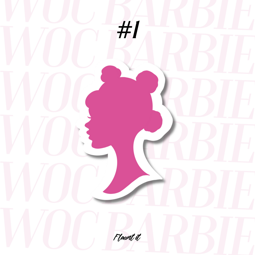 Pink silhouette of a woman with textured hair wearing Bantu Knots.